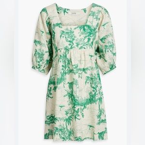 Joie Jade gathered printed linen mini dress